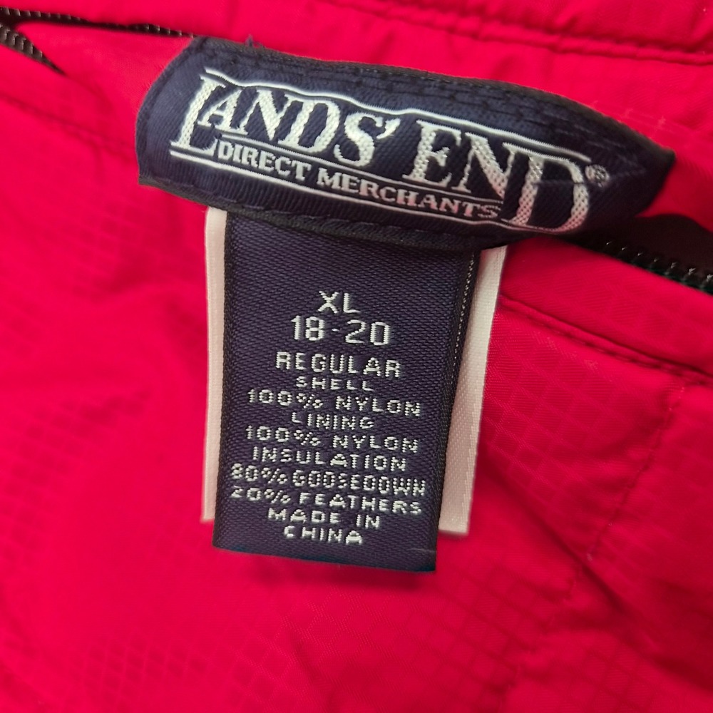 Lands End Reversible Goose Down Puffer Vest Red Gray Womens XL 18-20 Regular - Picture 4 of 6